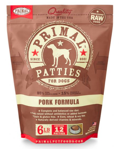 Primal Frozen Raw Patties Pork Formula