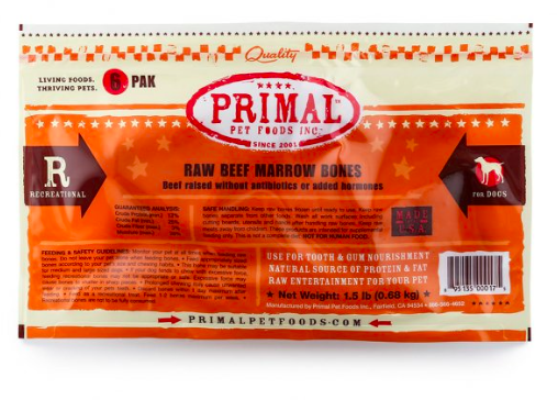 Primal Frozen Raw Marrow Bones 6-pack